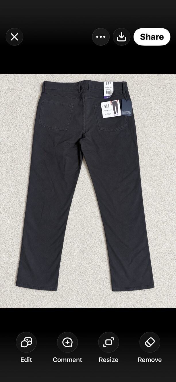 GAP Men’s Gray Solid Regular Pants Zip Closure Waist 36 in